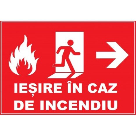 Placuta pentru iesire in caz de incendiu cu sageata in dreapta